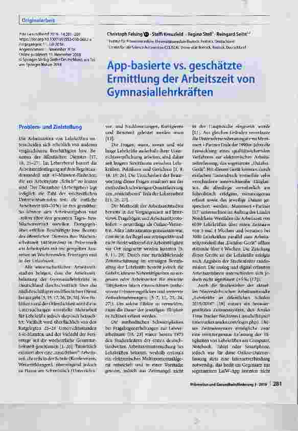 Vorschauseite 1: App-basierte vs. geschätzte Ermittlung der Arbeitszeit von Gymnasiallehrkräften