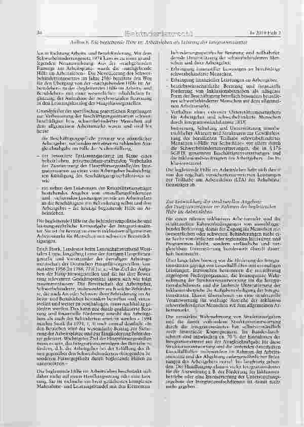 Vorschauseite 2: Die begleitende Hilfe im Arbeitsleben als Leistung der Integrationsämter