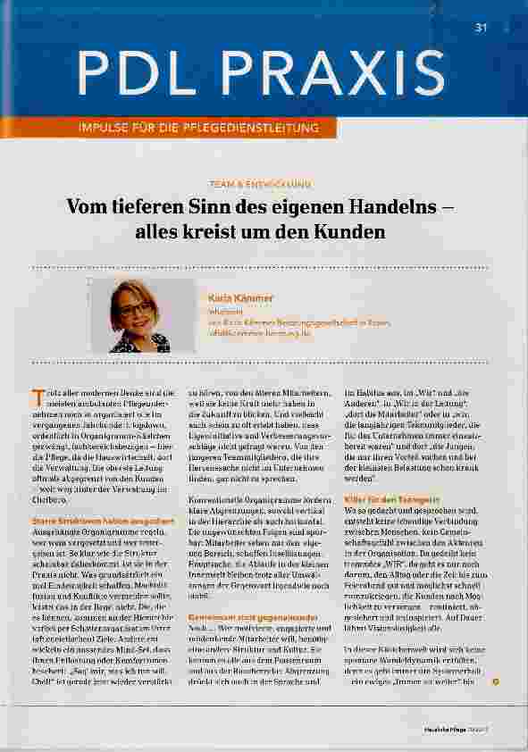 Vorschauseite 1: Vom tieferen Sinn des eigenen Handelns alles kreist um den Kunden