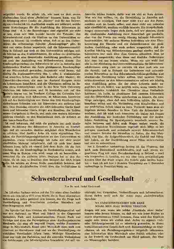 Vorschauseite 1: Schwesternberuf und Gesellschaft