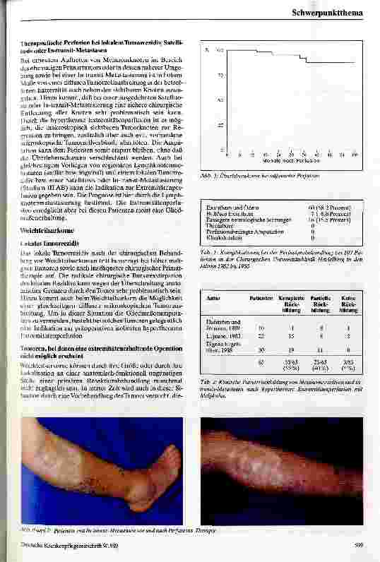 Vorschauseite 3: Die isolierte hypertherme Extremitätenperfusion mit Zytostatika Eine Behandlungsmethode bei malignem Melanom und Weichteilsarkomen