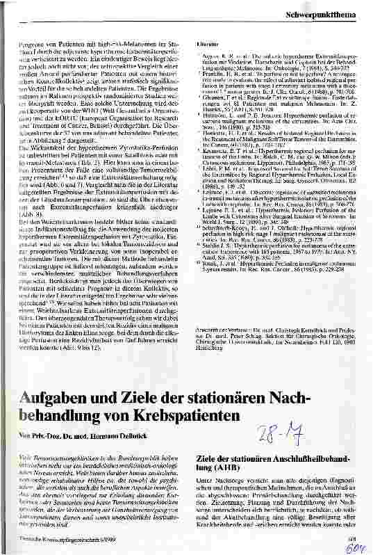 Vorschauseite 5: Die isolierte hypertherme Extremitätenperfusion mit Zytostatika Eine Behandlungsmethode bei malignem Melanom und Weichteilsarkomen