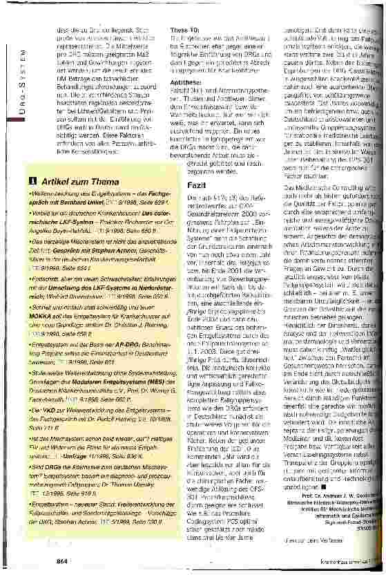 Vorschauseite 5: 10 Thesen und Antithesen zum DRG-System