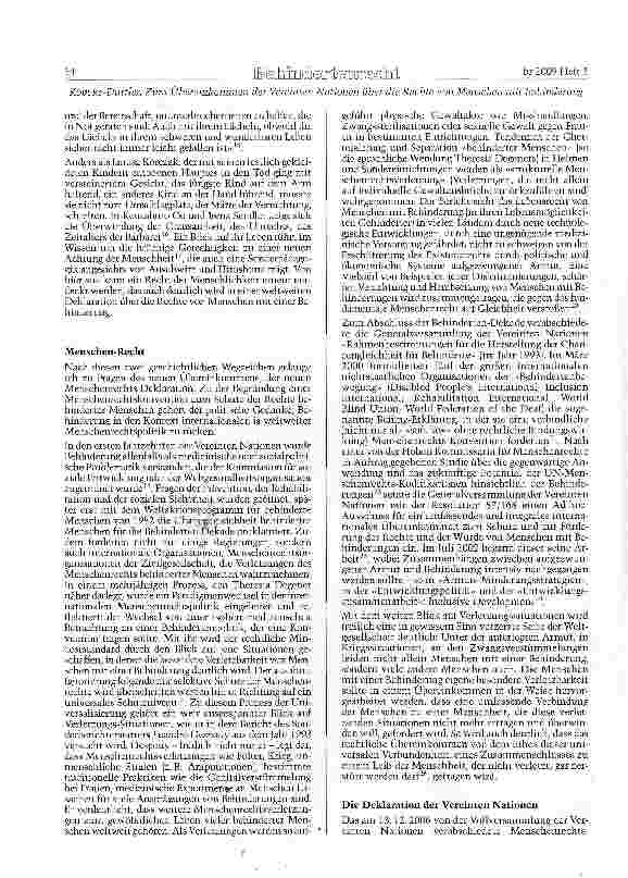 Vorschauseite 3: Zum Übereinkommen der Vereinten Nationen über die Rechte von Menschen mit Behinderung