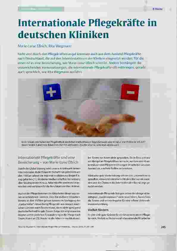 Vorschauseite 1: Internationale Pflegekräfte in deutschen Kliniken