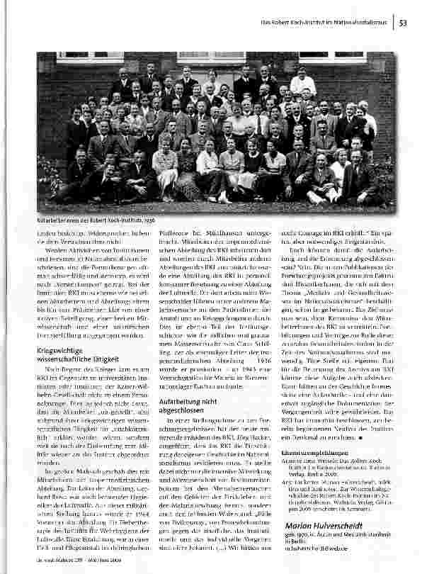 Vorschauseite 3: Das Robert Koch-Institut im NationalsozialismusDas Bundesinstitut zur Krankheitsüberwachung und -prävention stellt sich seiner Geschichte