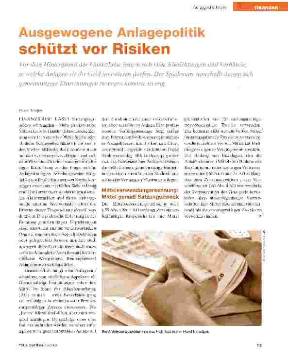 Vorschauseite 1: Ausgewogene Anlagepolitik schützt vor Risiken