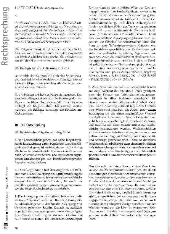 Vorschauseite 2: Wechselschichtzulage -Einsatz in allen Schichten