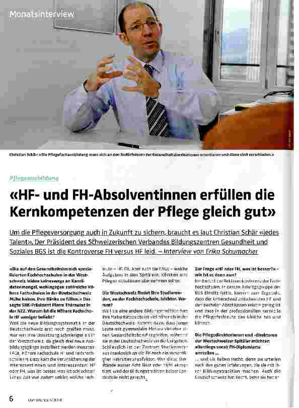 Vorschauseite 1: HFund FH-Absolventinnen erfüllen die Kernkompetenzen der Pflege gleich gut