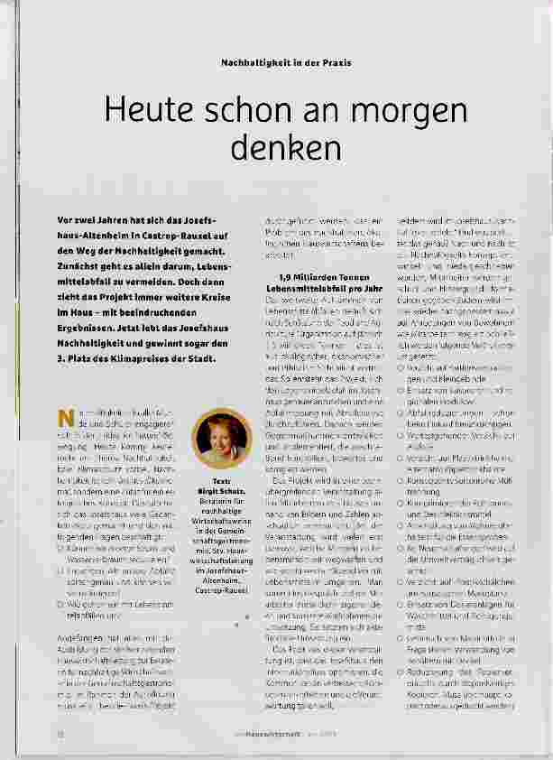 Vorschauseite 1: Heute schon an morgen denken