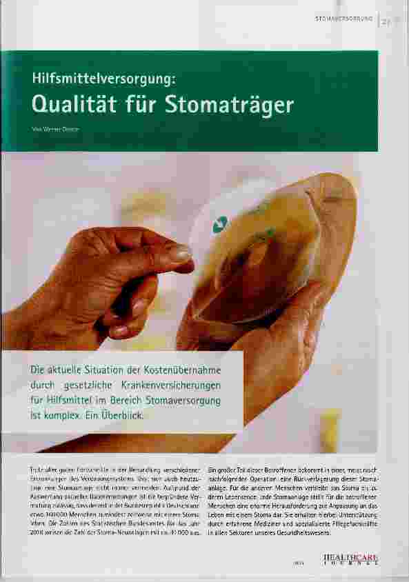 Vorschauseite 1: Hilfsmittelversorgung: Qualität für Stomaträger