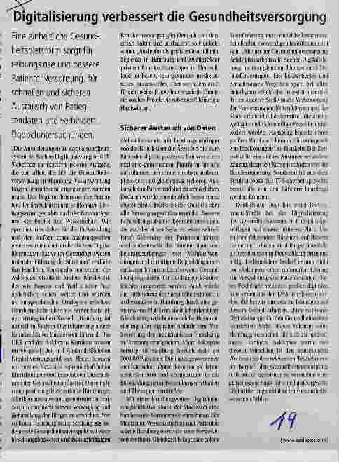 Vorschauseite 1: Digitalisierung verbessert die Gesundheitsversorgung