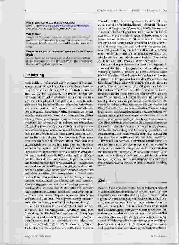 Vorschauseite 2: Implikationen für die Berufseinmündung nach einer generalistischen Pflegeausbildung eine mehrperspektivische Studie