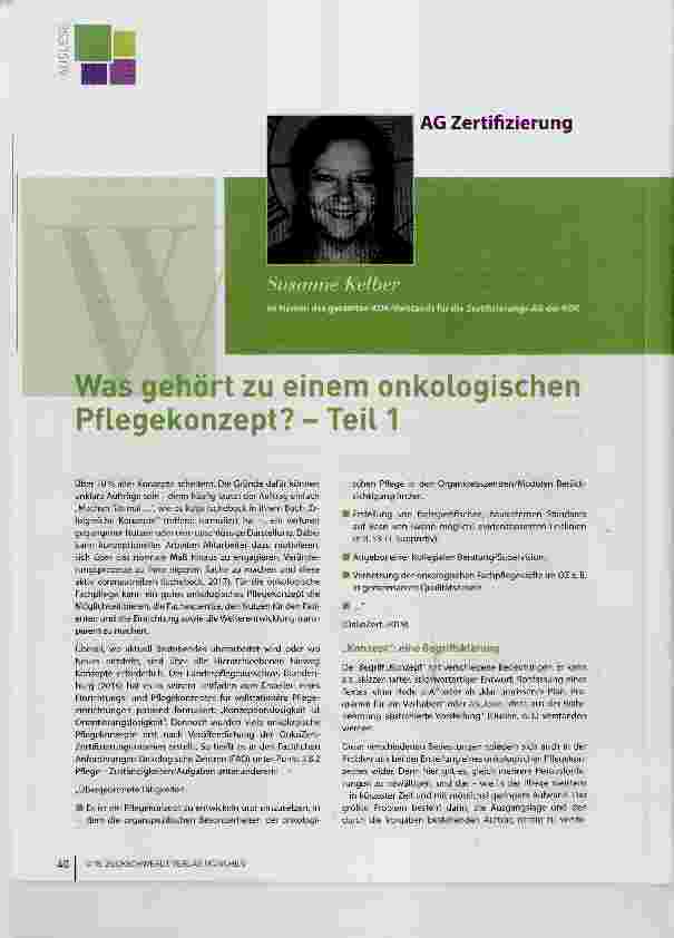 Vorschauseite 1: Was gehört zu einem onkologischen Pflegekonzept? - Teil 1