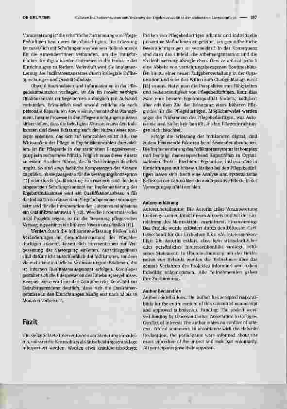 Vorschauseite 2: Indikatorensystem zur Förderung der Ergebnisqualität in der stationären Langzeitpflege