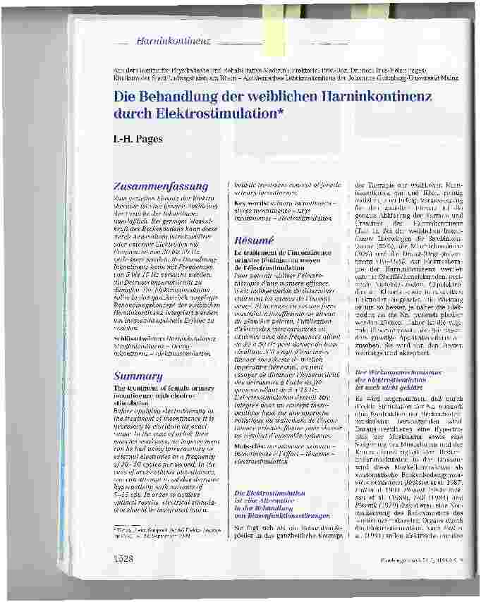 Vorschauseite 1: Die Behandlung der weiblichen Harninkontinenz durch Elektrostimulation