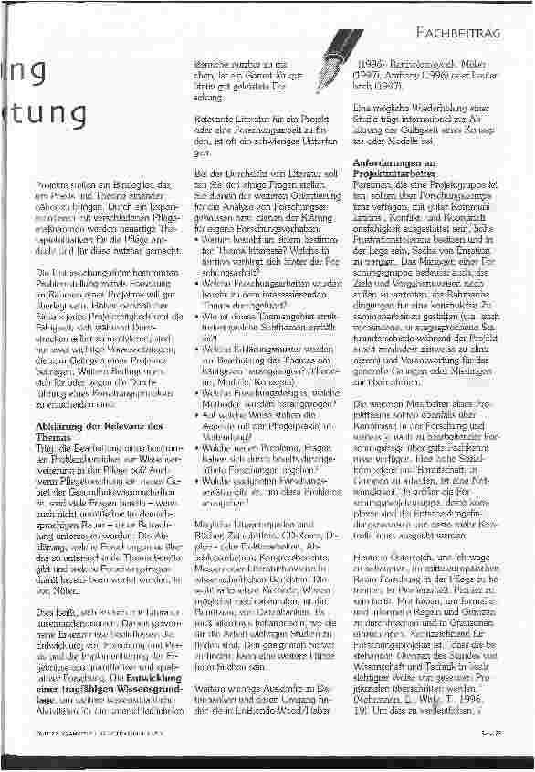 Vorschauseite 2: Projekte in der Pflegeforschung und deren relevante Vorbereitung