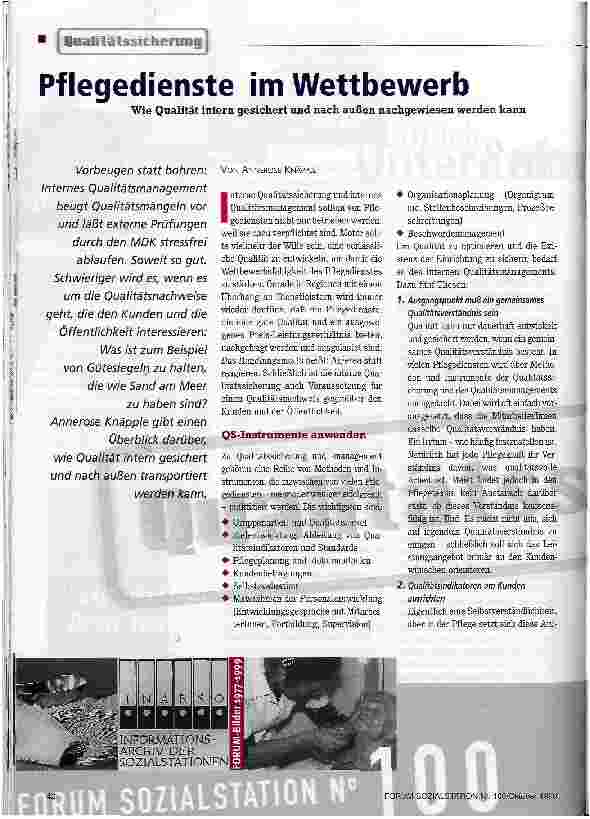 Vorschauseite 1: Pflegedienste im Wettbewerb
