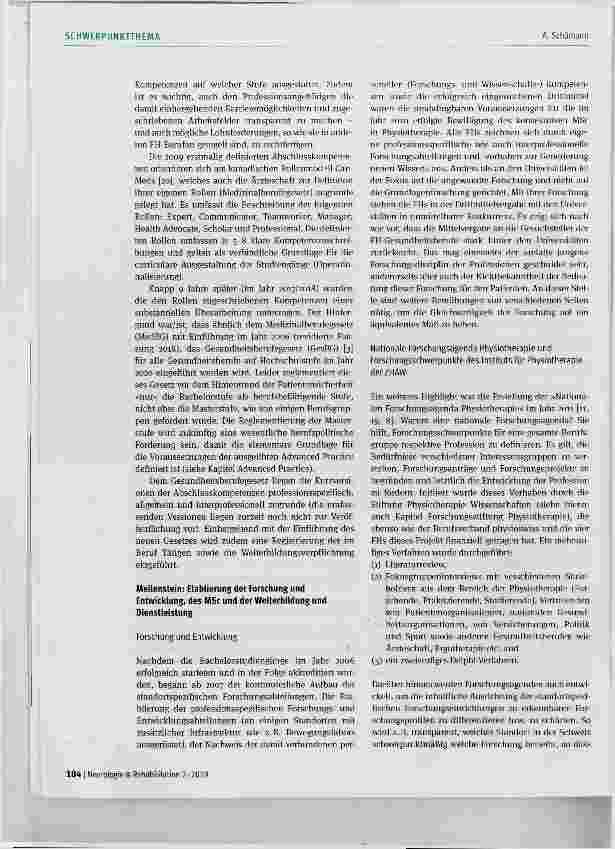 Vorschauseite 4: Die akademische Entwicklung der Physiotherapie in der Schweiz - aktuelle Situation und zukünftiger Handlungsbedarf