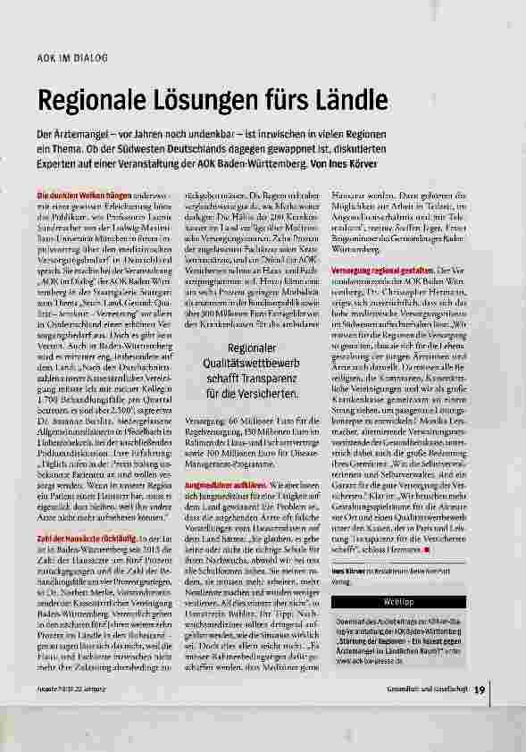 Vorschauseite 1: Regionale Lösungen fürs Ländle