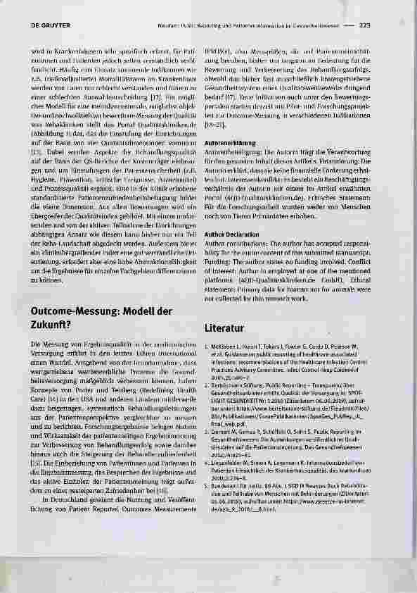 Vorschauseite 3: Public Reporting und Patienteninformation im Gesundheitswesen