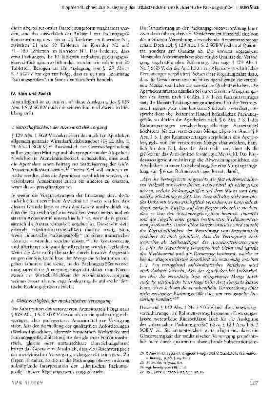Vorschauseite 5: Zur Auslegung des Tatbestandsmerkmals „identische Packungsgröße in der sogenannten aut-idem-Regelung des § 129 Abs. i S. 2 SGB V
