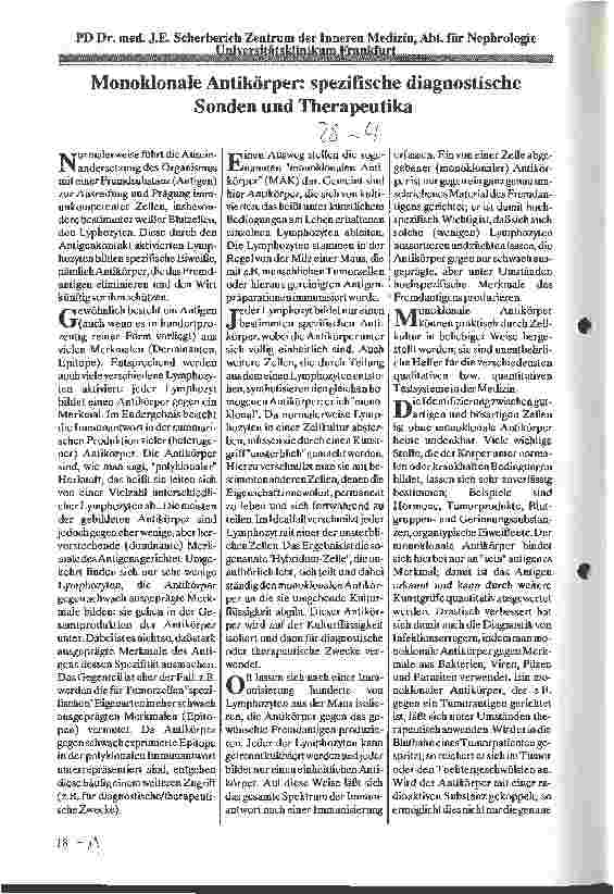 Vorschauseite 1: Monoklonale Antikörper: spezifische diagnostische Sonden und Therapeutika