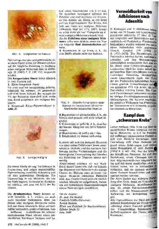 Vorschauseite 2: Vorläufer und Frühformen des malignen Melanoms