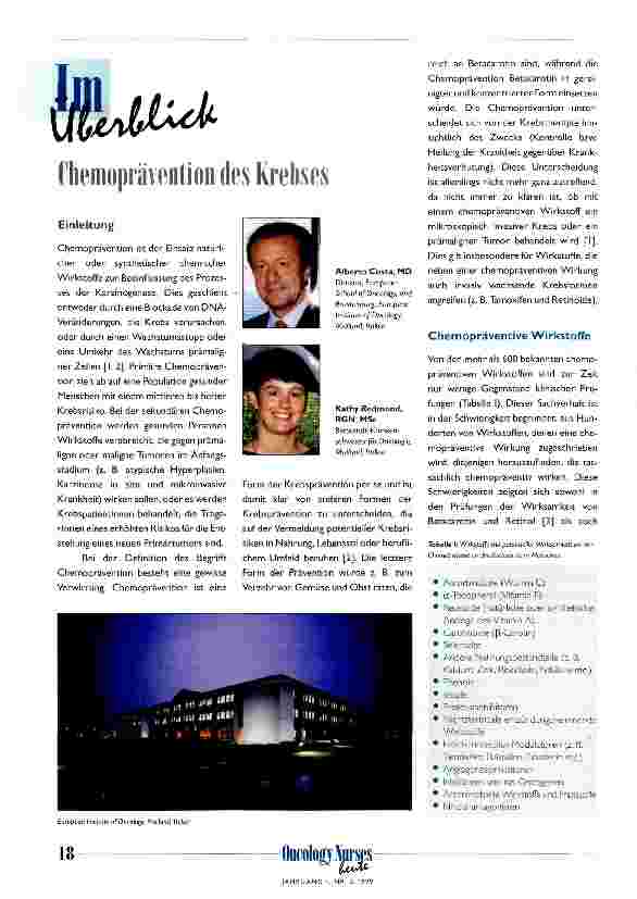 Vorschauseite 1: Chemoprävention des Krebses