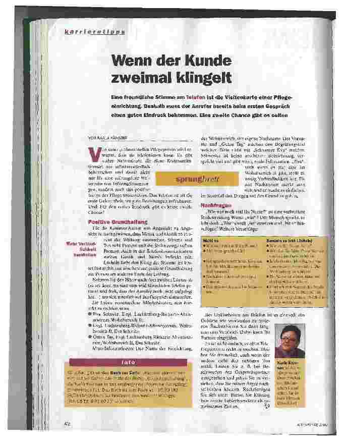 Vorschauseite 1: Wenn der Kunde zweimal klingelt Karrieretips