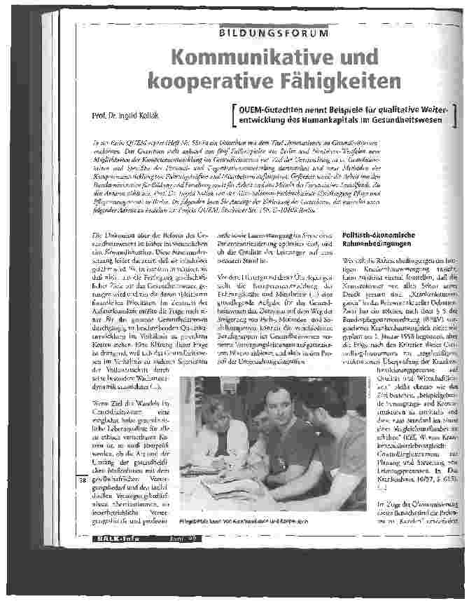 Vorschauseite 1: Kommunikative und kooperative Fähigkeiten QUEM-Gutachten nennt Beispiele für qualitative Weiterentwicklung