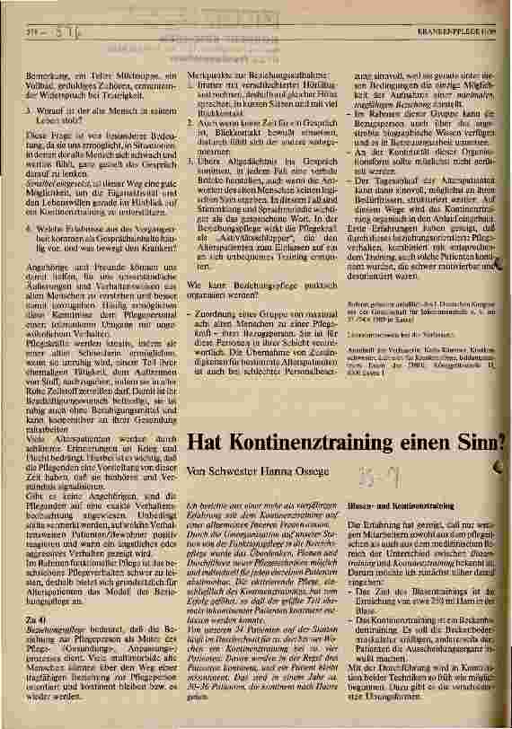 Vorschauseite 1: Hat Kontinenztraining einen Sinn?