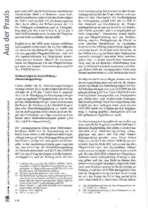 Vorschauseite 2: Die Pflegereform 2008 und ihre Folgen - Das Kostenrecht der Qualitätsprüfungen nach §114 SGB XI