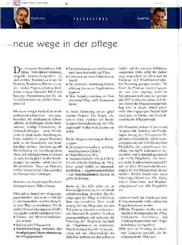 Vorschauseite 1: neue wege in der pflege