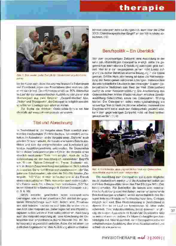 Vorschauseite 3: Osteopathie Berufspolitik, Ausbildung, Anerkennung