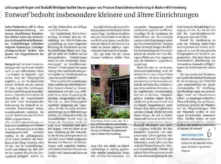 Vorschauseite 1: Entwurf bedroht insbesondere kleinere und ältere Einrichtungen