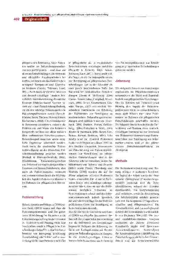 Vorschauseite 2: Entwicklung und testtheoretische Analyse eines Erhebungsinstruments zu Präferenzen und Erleben von Patienten in Bezug auf die Beteiligung an pflegerischen Entscheidungen im Akutsp…