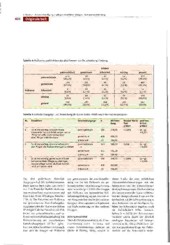 Vorschauseite 6: Entwicklung und testtheoretische Analyse eines Erhebungsinstruments zu Präferenzen und Erleben von Patienten in Bezug auf die Beteiligung an pflegerischen Entscheidungen im Akutsp…
