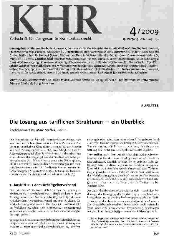 Vorschauseite 1: Die Lösung aus tariflichen Strukturen - ein Überblick