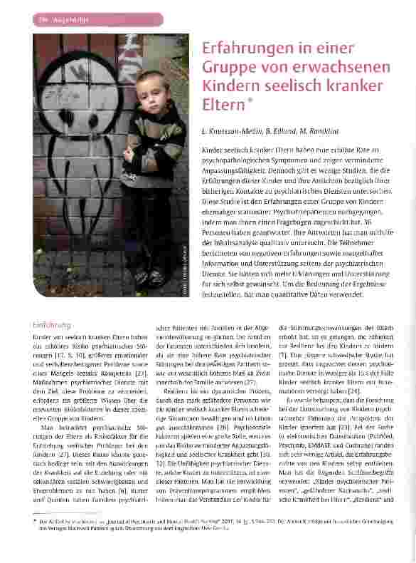 Vorschauseite 1: Erfahrungen in einer Gruppe von erwachsenen Kindern seelisch kranker Eltern
