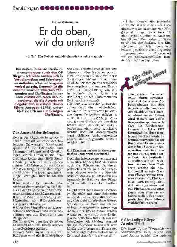 Vorschauseite 1: Er da oben, wir da unten? -2. Teil: Ein Nebenund Miteinander scheint möglich-