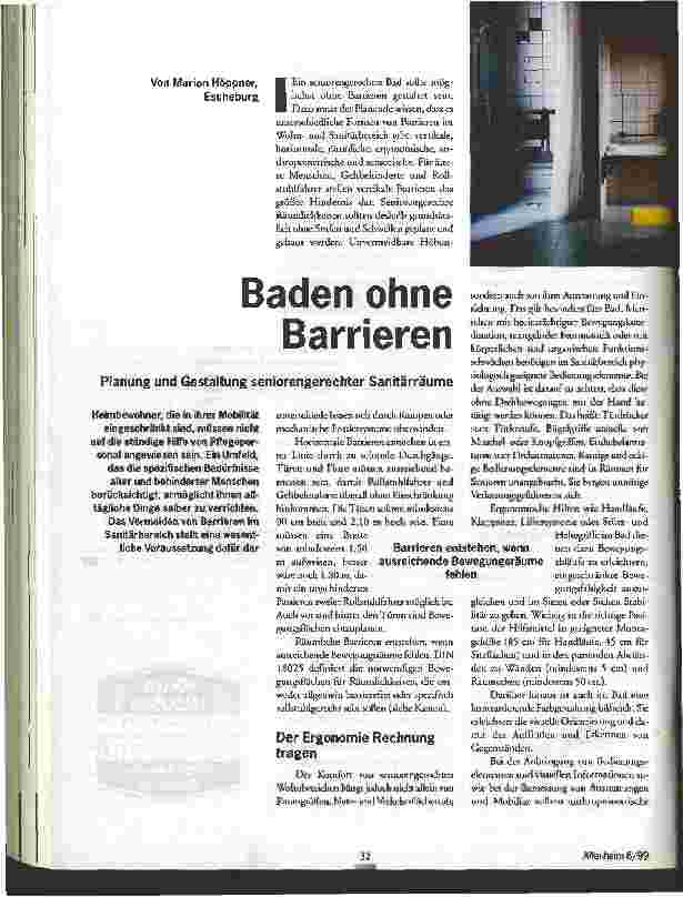Vorschauseite 1: Baden ohne Barrieren Planung und Gestaltung seniorengerechter Sanitärräume