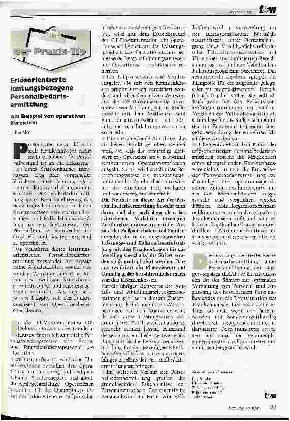 Vorschauseite 1: Erlösorientierte leistungsbezogene Personalbedarfsermittlung