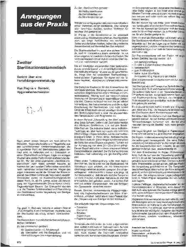 Vorschauseite 1: Zweiter Sterilisationsstammtisch