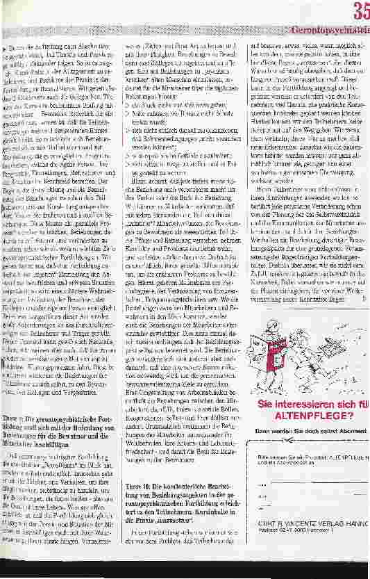 Vorschauseite 5: Fortbildung in Gerontopsychiatrie: Im Kern geht`s um Beziehungen