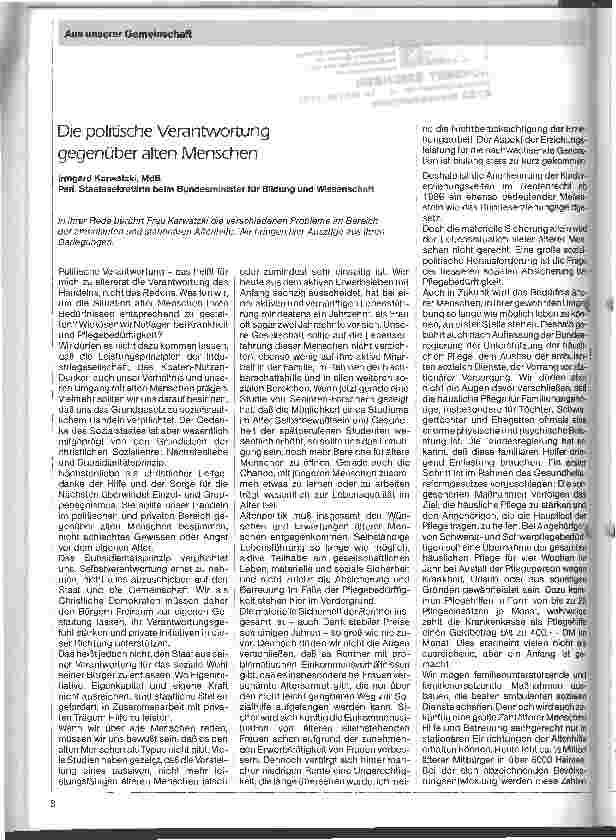 Vorschauseite 1: Die politische Verantwortung gegenüber alten Menschen