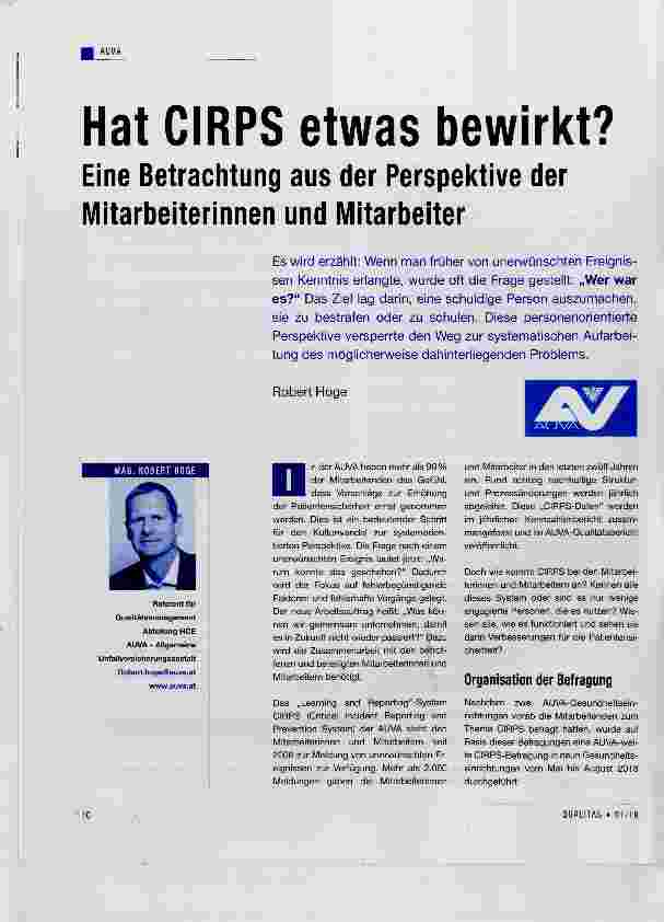 Vorschauseite 1: Hat CIRPS etwas bewirkt?