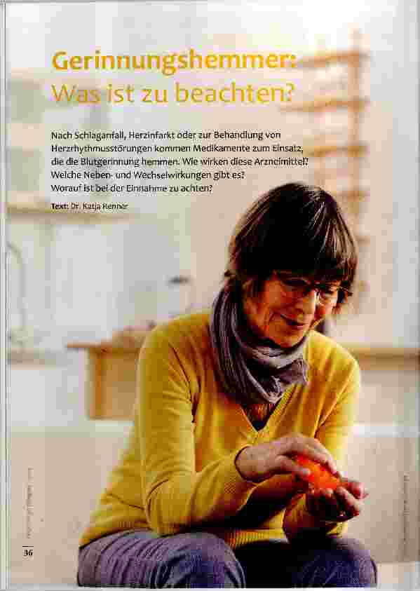 Vorschauseite 1: Gerinnungshemmer. Was ist zu beachten?