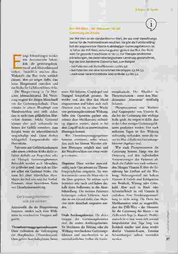 Vorschauseite 2: Gerinnungshemmer. Was ist zu beachten?