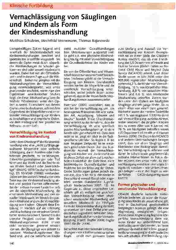 Vorschauseite 1: Vernachlässigung von Säuglingen und Kindern als Form der Kindesmisshandlung